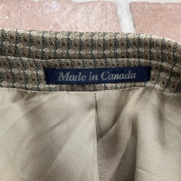 Bachrach Blazer Men 42L‎ Beige Gray Check Woven Classic Jacket Wool Canada VTG - Picture 14 of 15